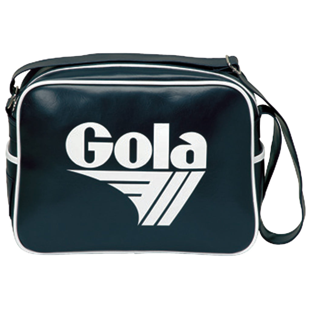 Gola Coated Canvas Shoulder Bag in black with white trim and logo.