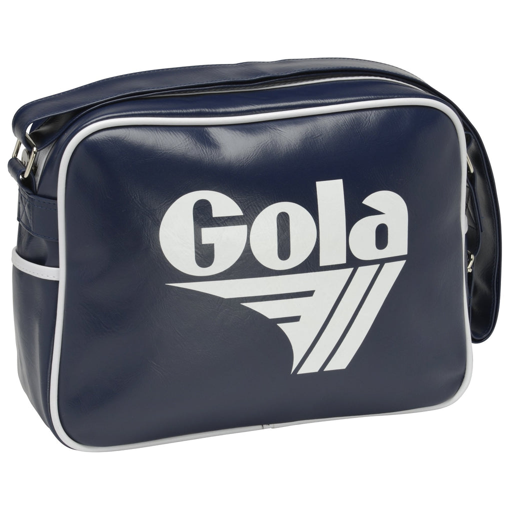 Gola Coated Canvas Shoulder Bag in navy with white trim and logo.