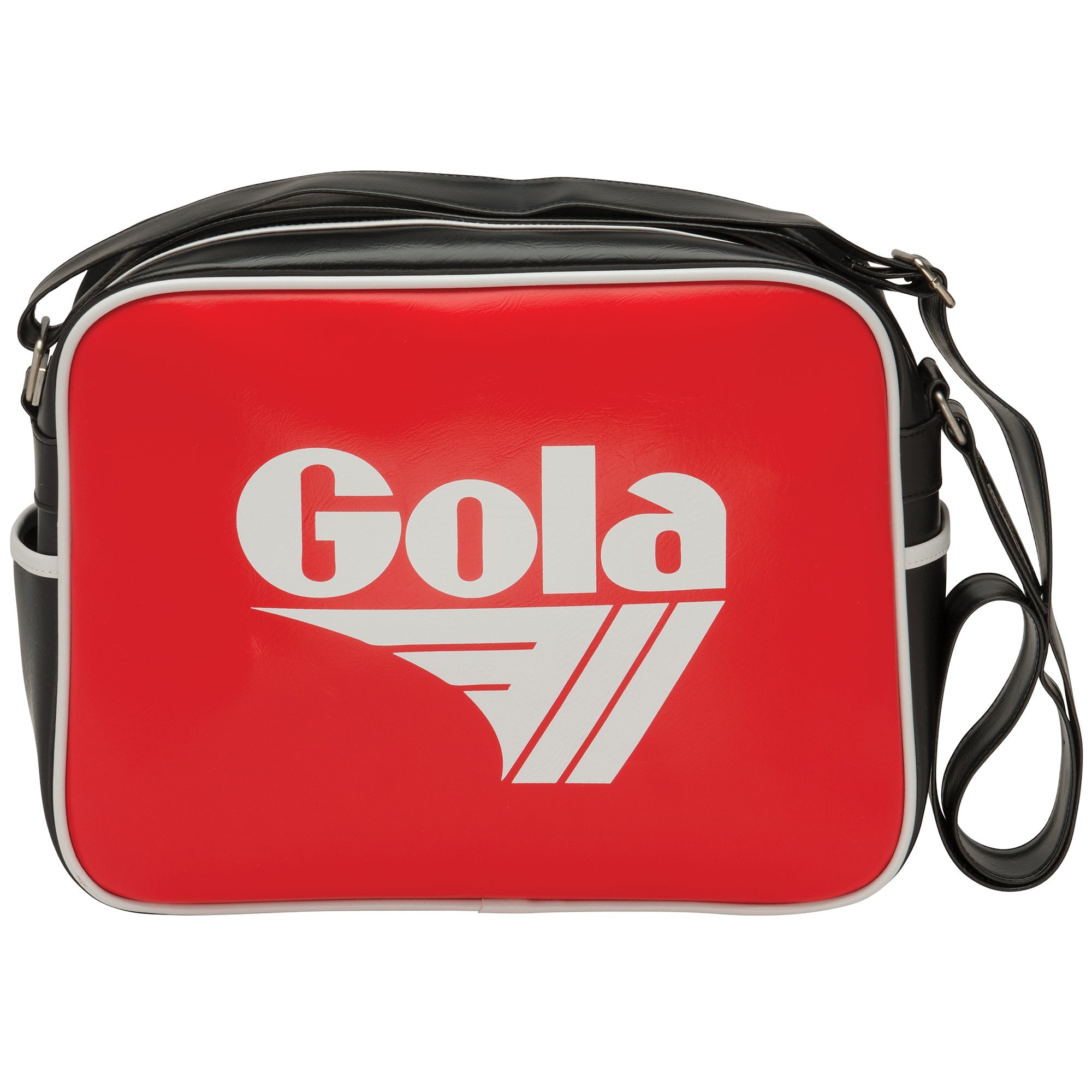 Front view of the Gola Red and Black Shoulder Bag with adjustable strap.