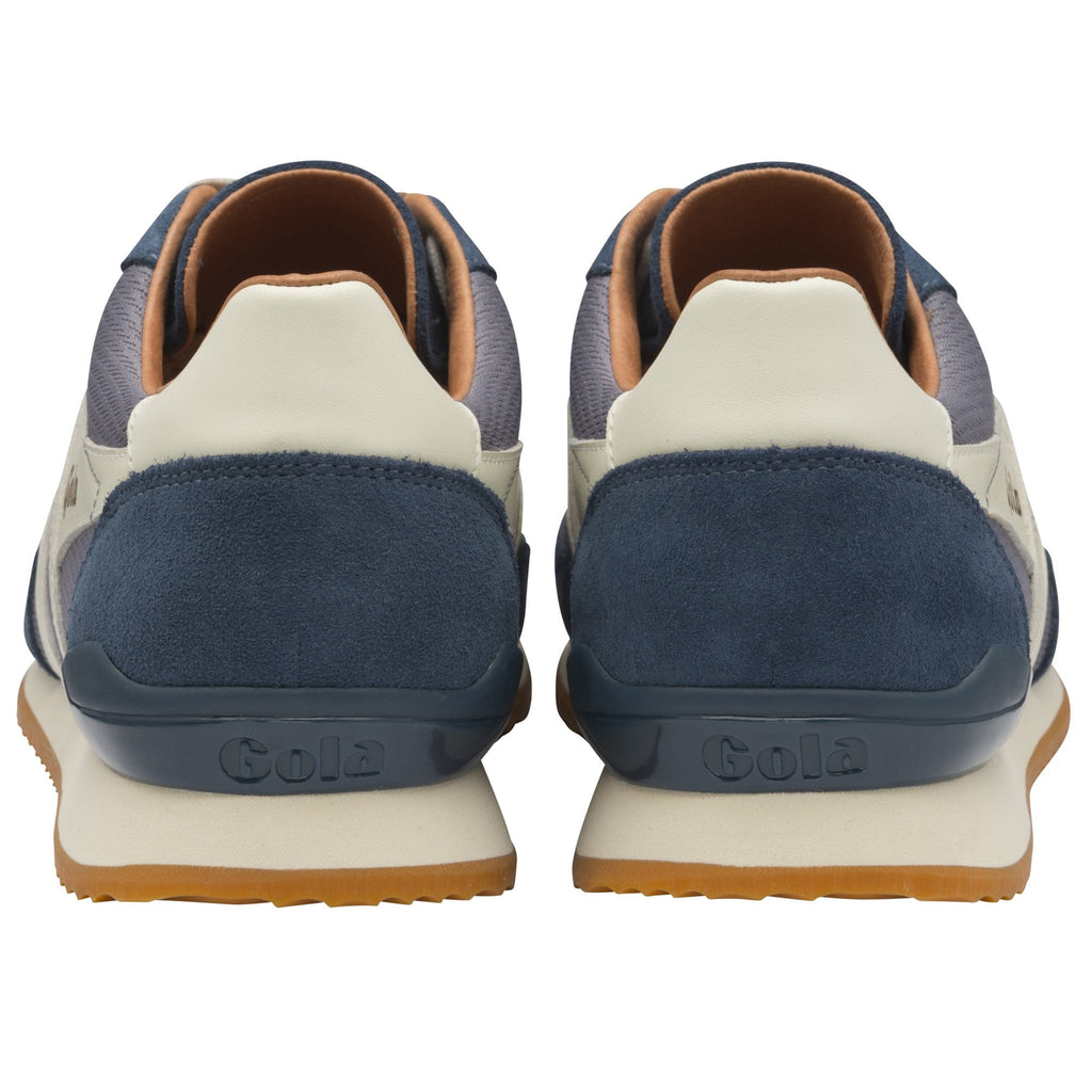 A rear view of both Gola men's Hurricane trainers in navy and grey.
