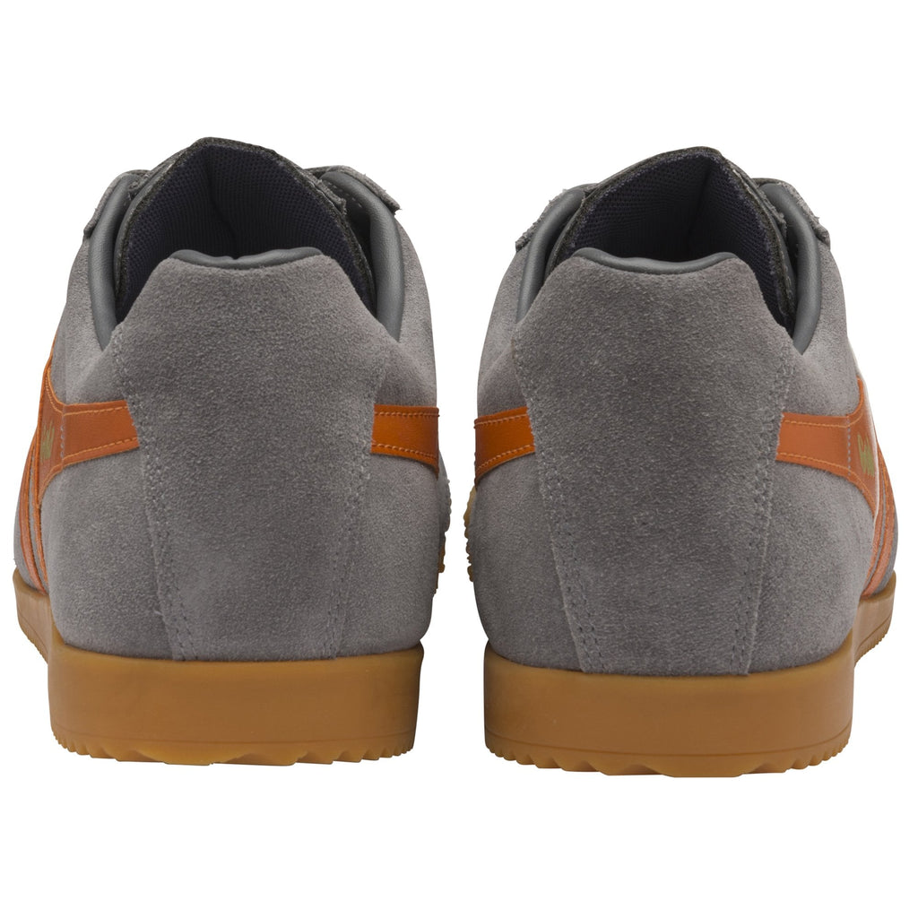 Rear view of two Gola men's Harrier sneakers showing the heel and sole.