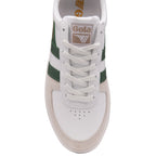 A top-down view of a Gola women's white, green, and tan low-top sneaker.