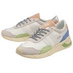 Two Gola women's sneakers in off-white, blue, peach, and green.