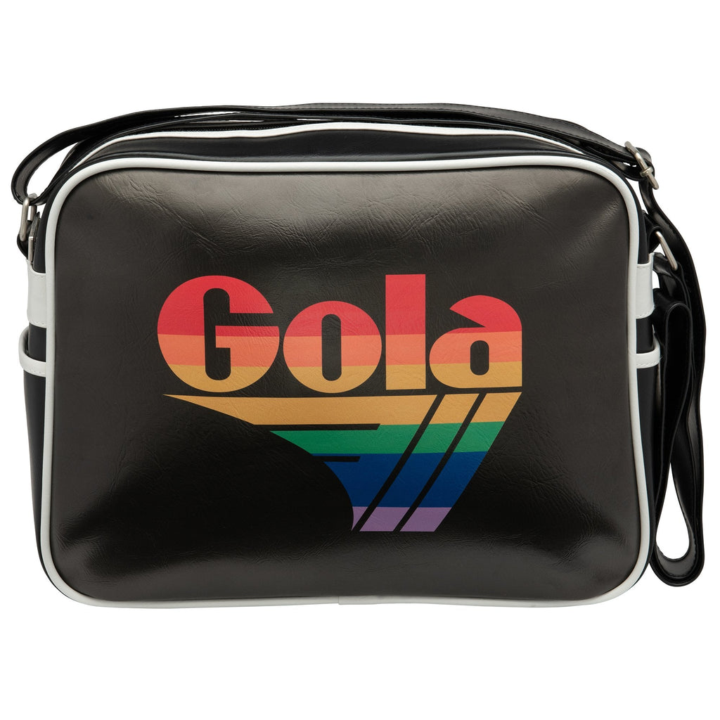 Black Gola bag with rainbow logo. A stylish accessory for everyday use.