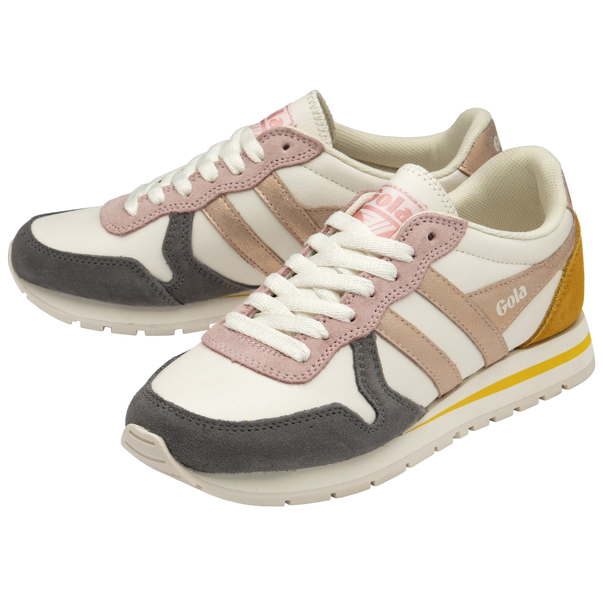 Pair of Gola women's trainers, front view, showcasing the stylish design and color palette.