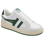 A single white and green Gola sneaker at an angle.