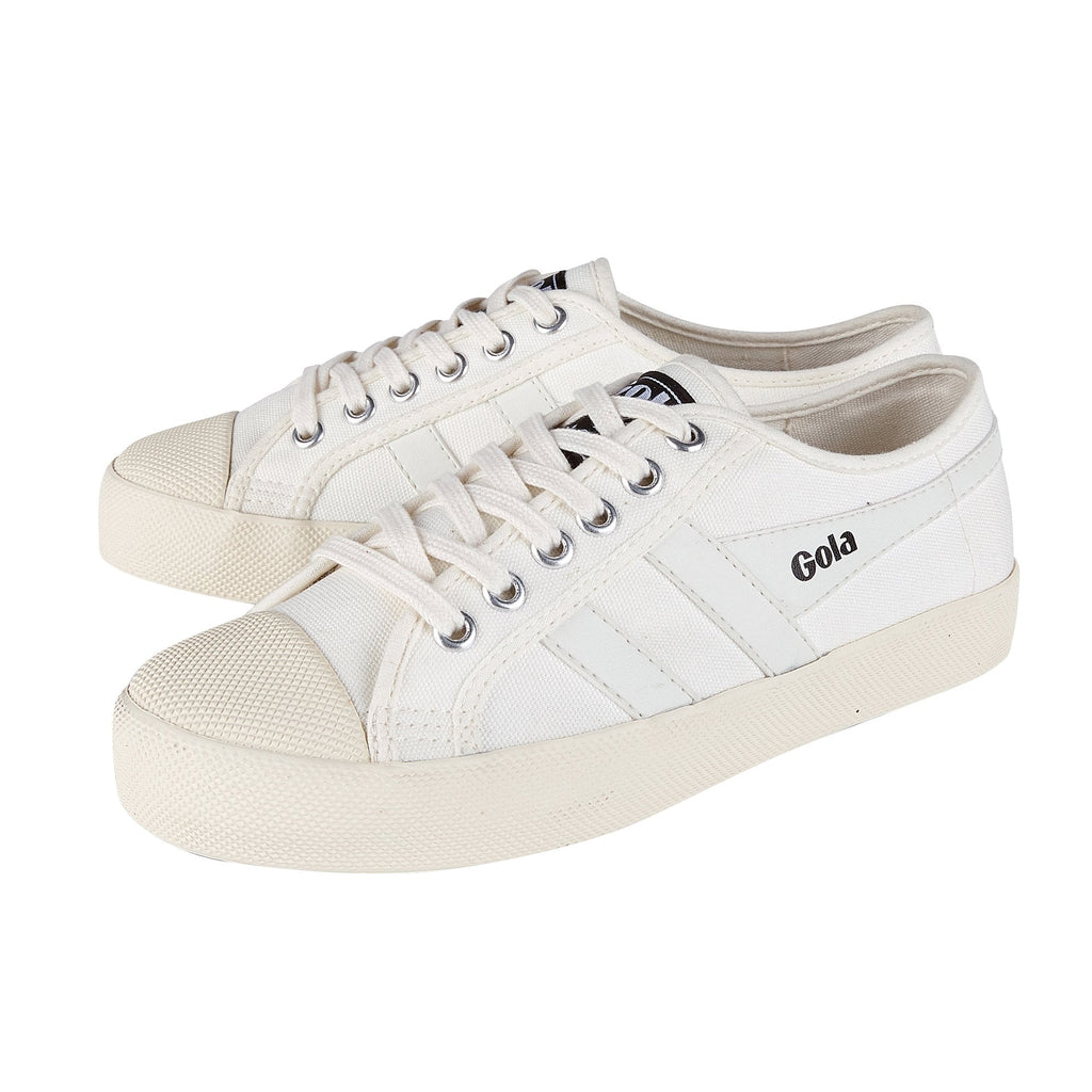 A pair of white Gola Coaster shoes.
