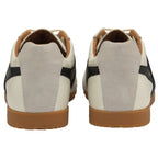 Rear view of the Gola Elan trainers in off-white with black stripe.
