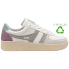 A recycled Gola women's sneaker with white, gray, purple, and mint details.