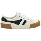 A single white and black Gola low-top sneaker with a brown sole, angled to the right.
