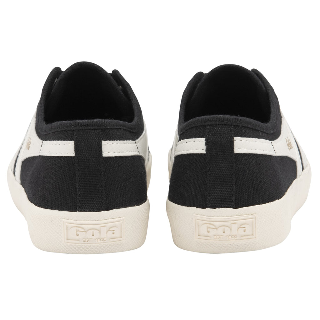 Pair of black and white Gola Coaster sneakers, viewed from the back.