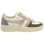 Side profile of the Gola Elan sneakers in white, pink, purple, and green.