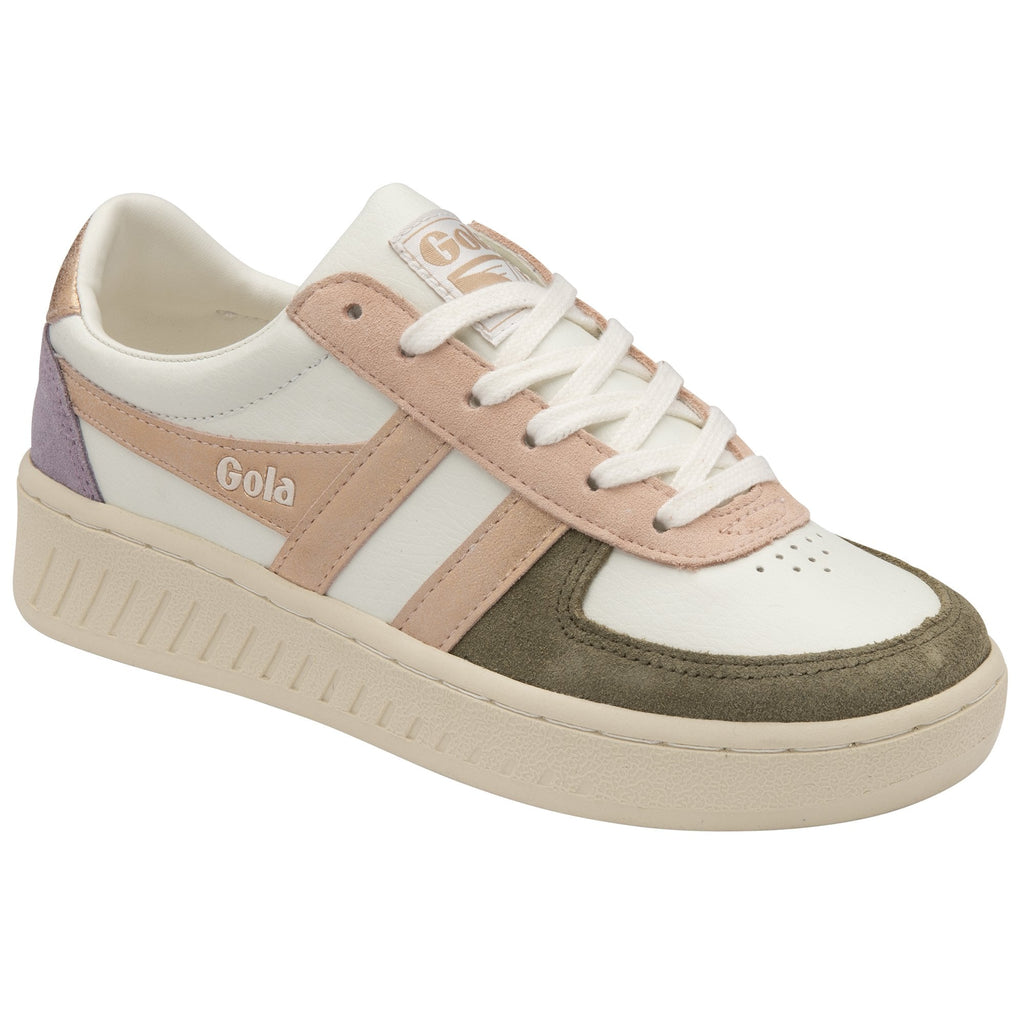 Angled side view of the Gola Elan sneakers featuring multi-colored panels.