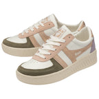 Pair of Gola Elan sneakers, showcasing the white, pink, purple, and green design.