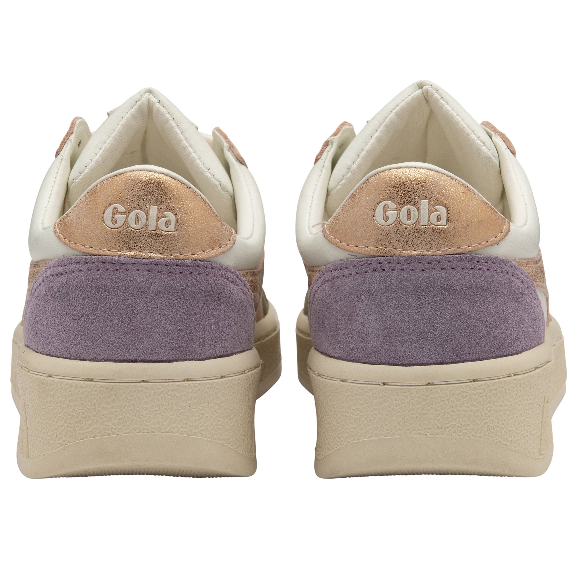 Rear view of the Gola Elan sneakers, highlighting the purple heel panel.