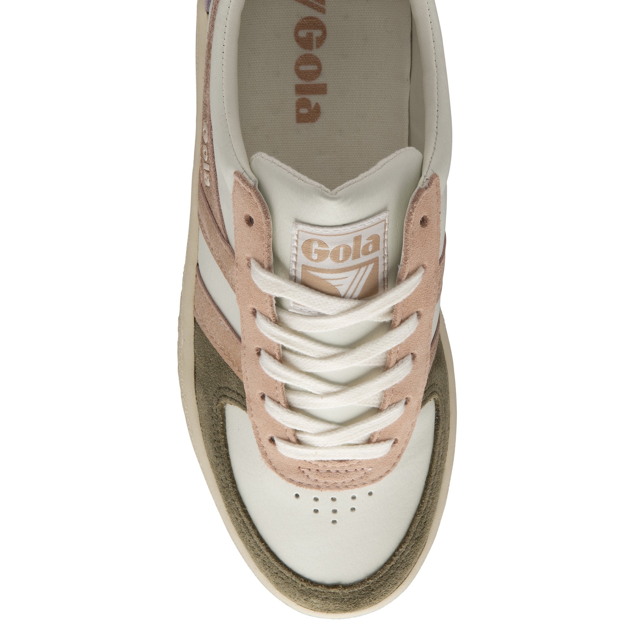 Top-down view of the Gola Elan sneaker, showing laces and tongue branding.