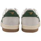 The back of two white and green Gola sneakers.