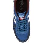 Blue and white Gola men's sneaker from above.