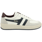 A single Gola men's sneaker in white and navy with a brown heel. 