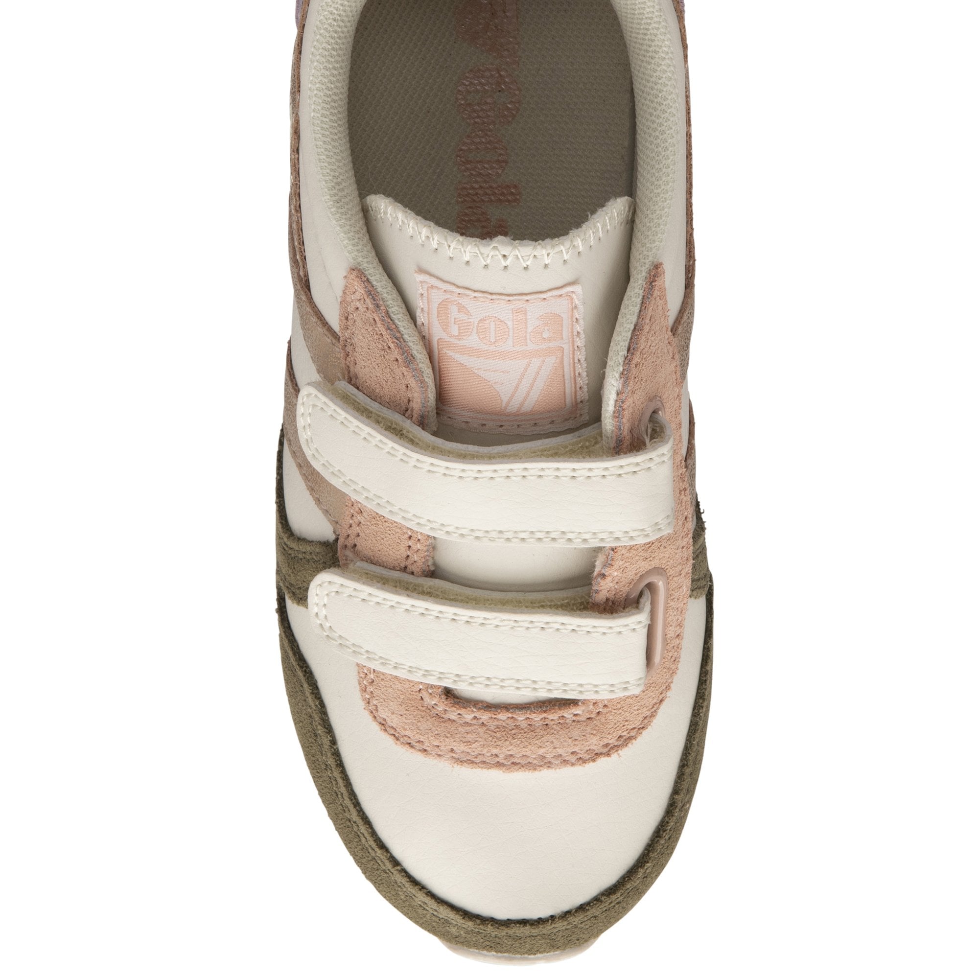 Top-down view of a single Gola kids' sneaker with hook-and-loop straps.