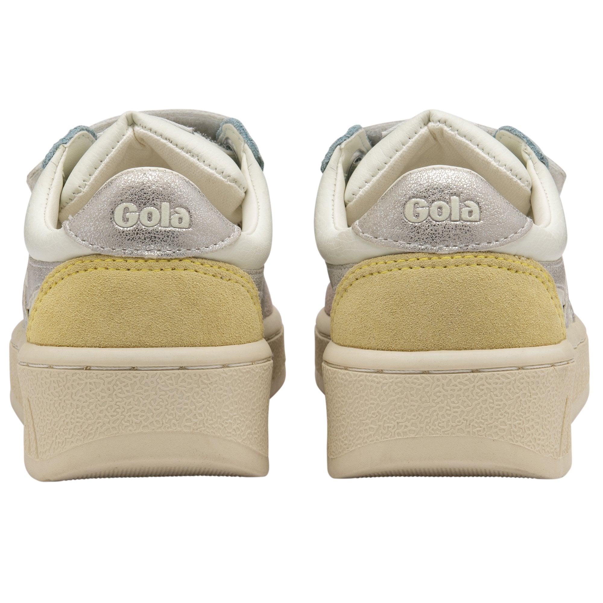 A rear view of a pair of Gola Kids Baseline Mark II Velcro trainers.