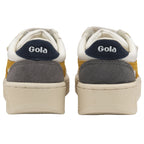 Rear view of a pair of Gola sneakers, showing the white and navy heel.