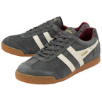 Pair of Gola men's sneakers in dark grey with white stripes and gum soles.
