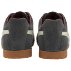 Rear view of a pair of Gola men's sneakers showing the dark grey heel and gum sole.