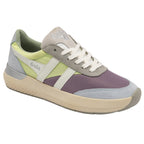 A side view of the Gola Women's Daytona Sneaker in a purple, grey, and neon green colorway.