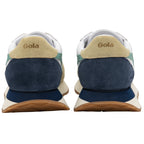 The back of a pair of women's Gola sneakers in navy and tan.