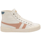 Side profile of a Gola women's Off White and Blush high-top canvas sneaker.