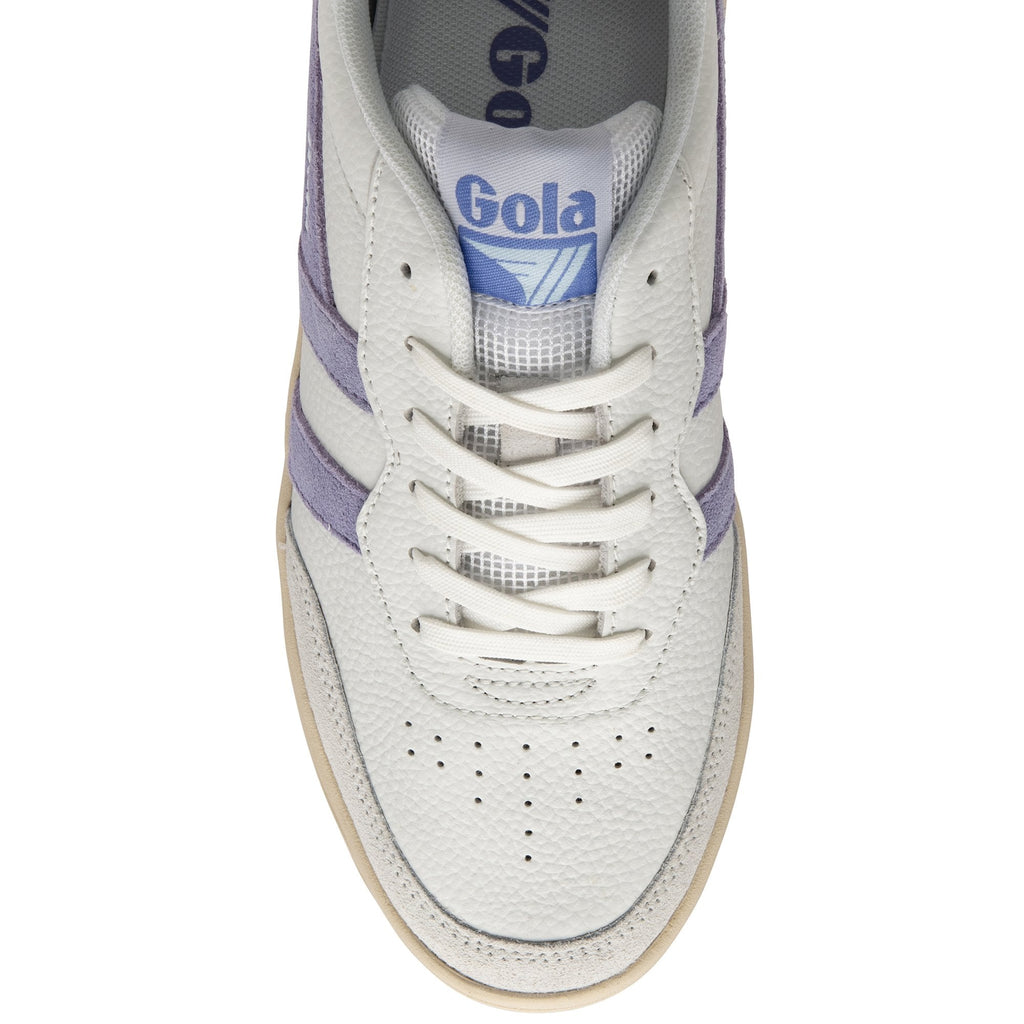 Top-down view of the front of a Gola Elan trainer showing laces and logo.