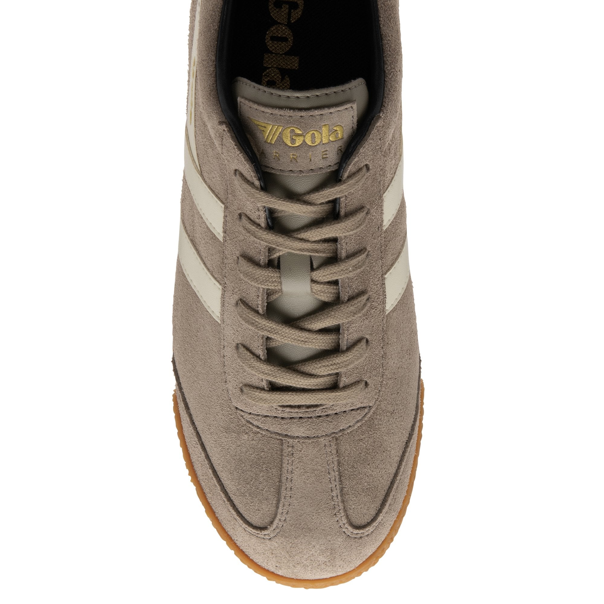 An overhead view of a light brown Gola men's sneaker, with a light brown sole.