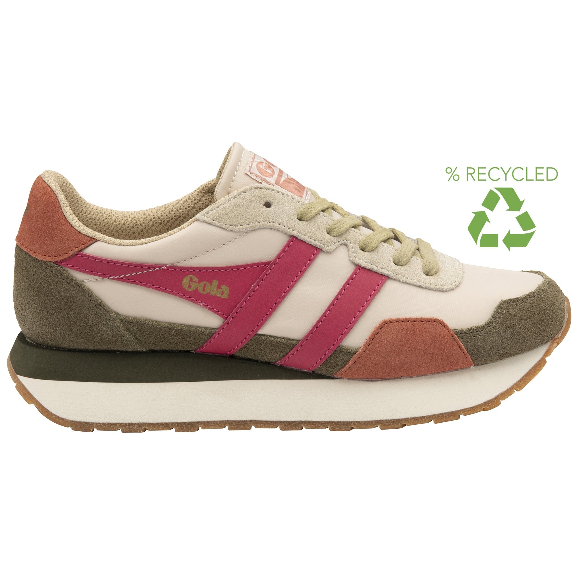 A recycled Gola Classics Women's Comet shoe, featuring recycled materials. 