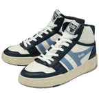 A pair of Gola men's shoes in white, navy, and light blue.
