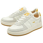 A pair of white and yellow Gola sneakers, presented side by side at an angle.