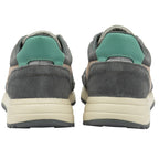 Back profile of a pair of men's Gola shoes, light gray, dark gray, peach, and seafoam green.