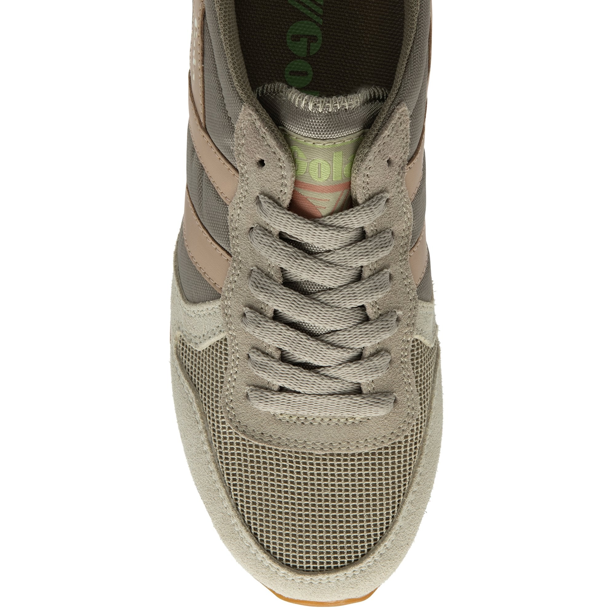 Top-down view of a Gola men's sneaker, focusing on the laces and front design.