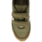 A top-down view of a green Gola Kids Coaster velcro shoe, highlighting the straps.
