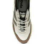 Top-down view of a Gola men's sneaker, focusing on the laces and Gola branding.