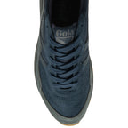 The top-down view of a single Gola men's navy and dark gray sneaker.