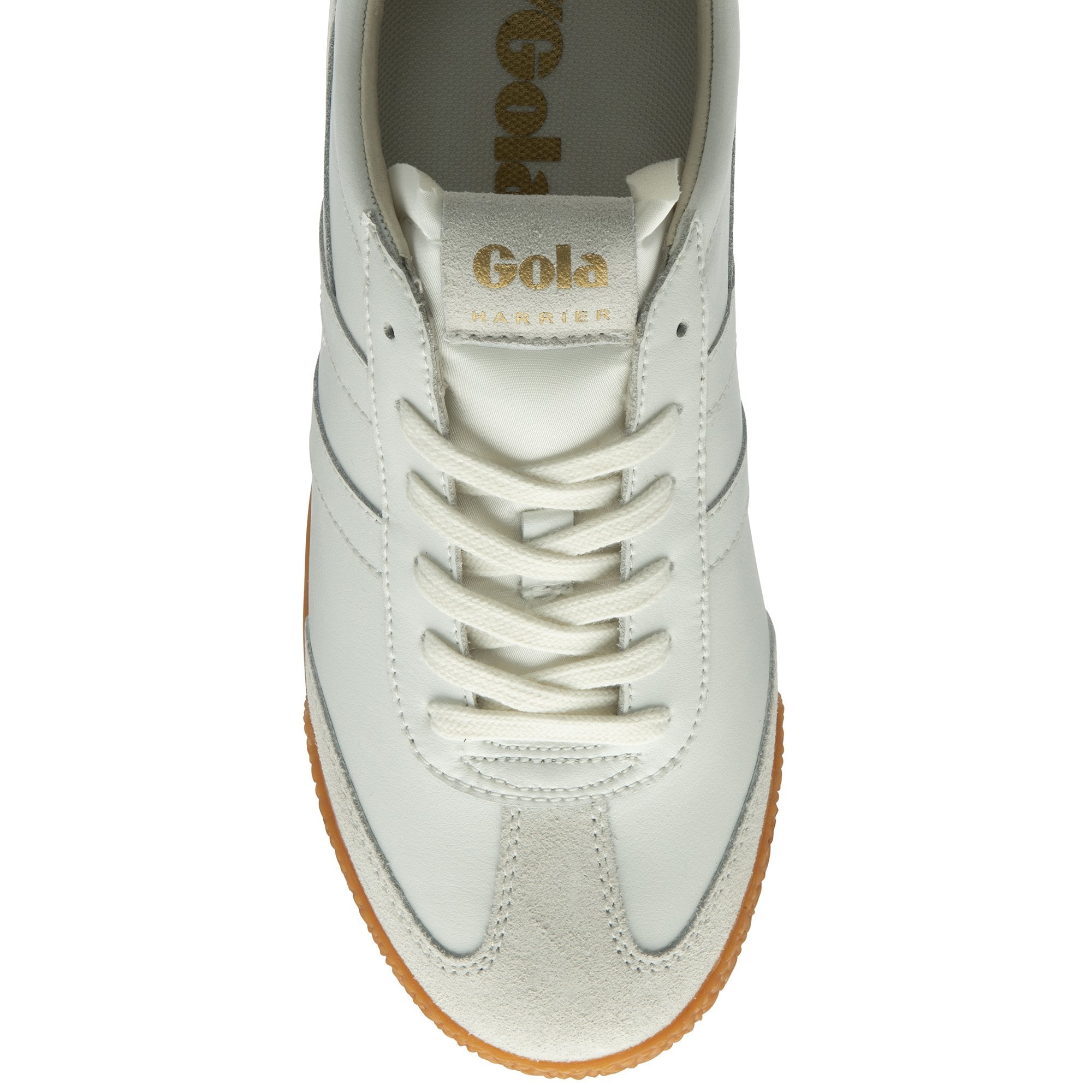 A top-down view of the Gola Harrier in Off White/Off White.