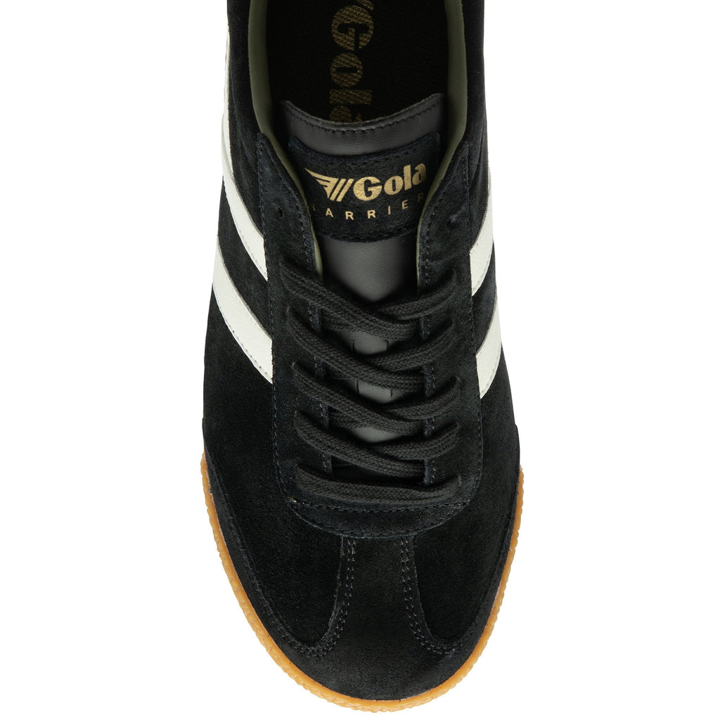 A top-down view of the Gola Harrier in Black/Off White.