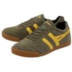 A pair of Gola Harrier trainers in Khaki/Sun.
