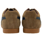 A rear view of the Gola Harrier in Rich Camel/Deep Blue.
