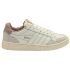 A single cream and beige Gola sneaker with a peachy pink heel and tongue on a white background.