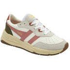 A single white, pink, and green women's sneaker.