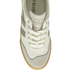 A top-down view of a single Gola white and gray sneaker.