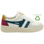 Side profile of a Gola shoe, showing the teal stripe and recycled symbol.