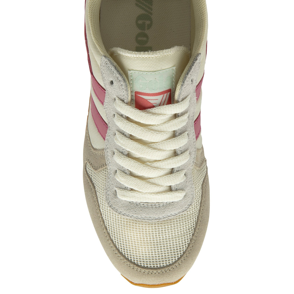 A single Gola women's trainer, top view, in cream, pink, and taupe.